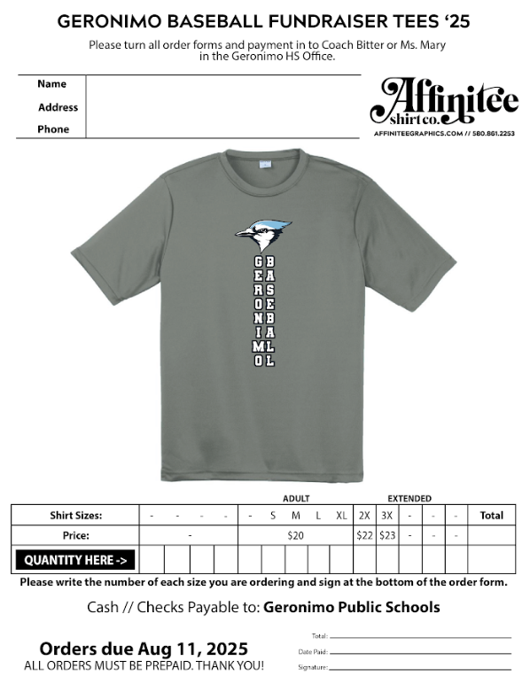 baseball shirt fundraiser 2025