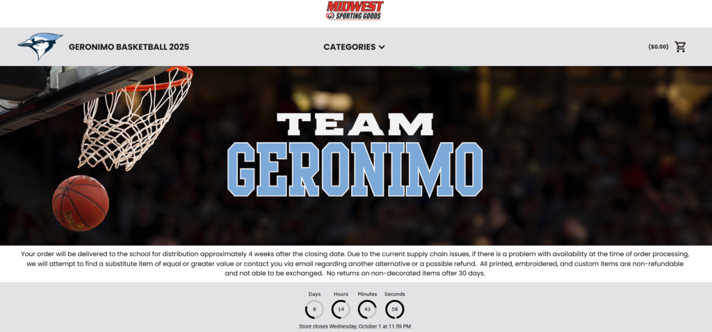 basketball team store is live
