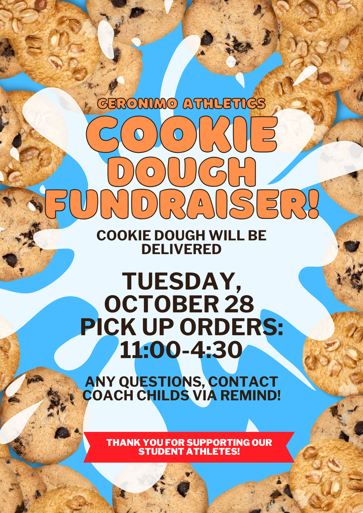Cookie dough has arrived! JH & HS athletes will be bringing home the orders today. Thank you for supporting our athletic department!