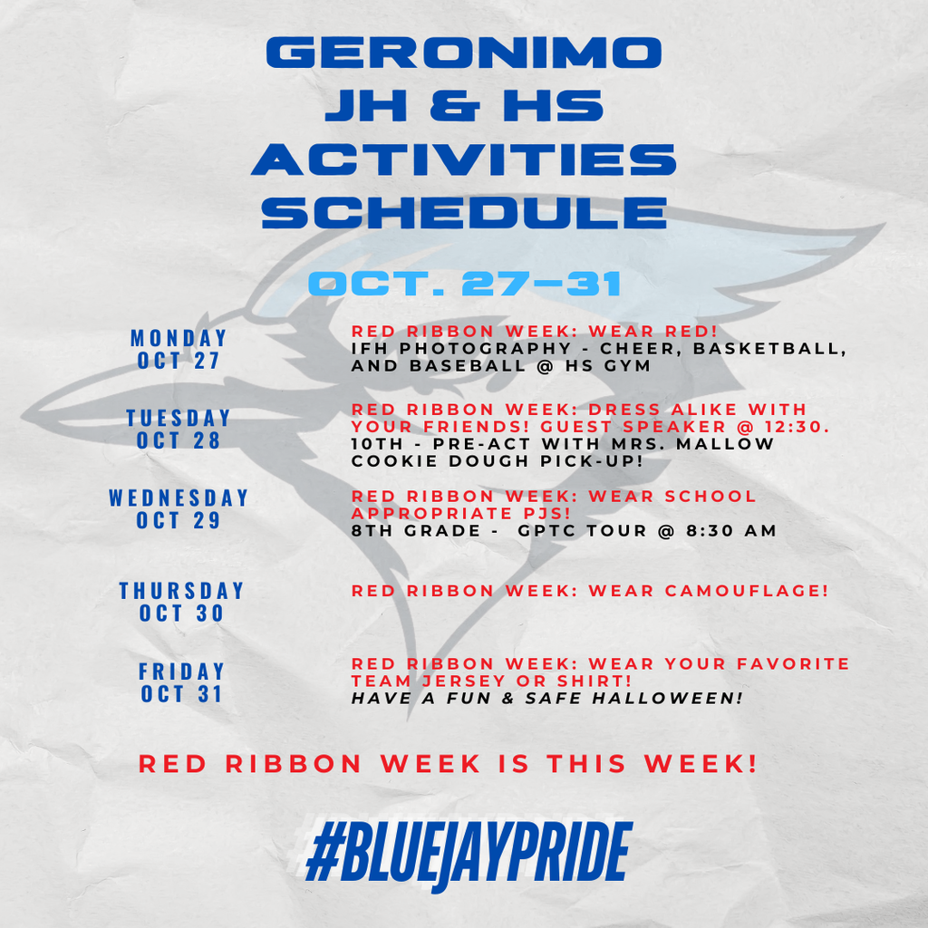 activities at jh & hs for this week