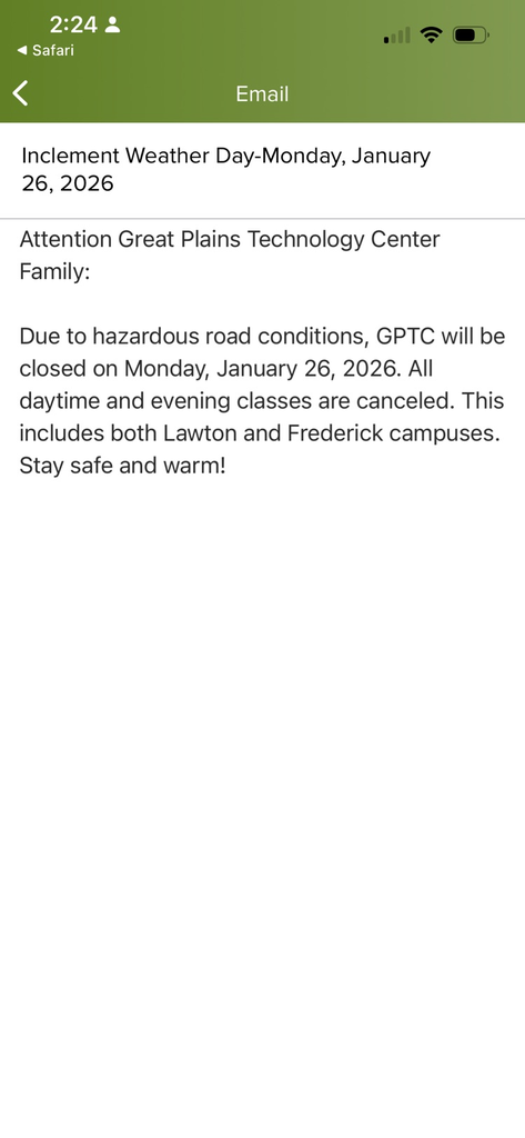 GPTC closed 1/26