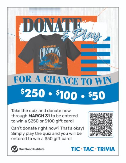 enter for a chance to win! scan the QR code to take the quiz!