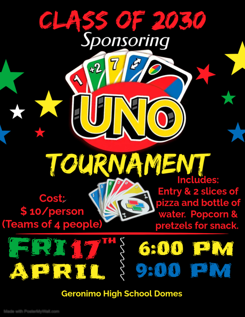 uno tournament friday april 17th 6:00 at hs cafeteria