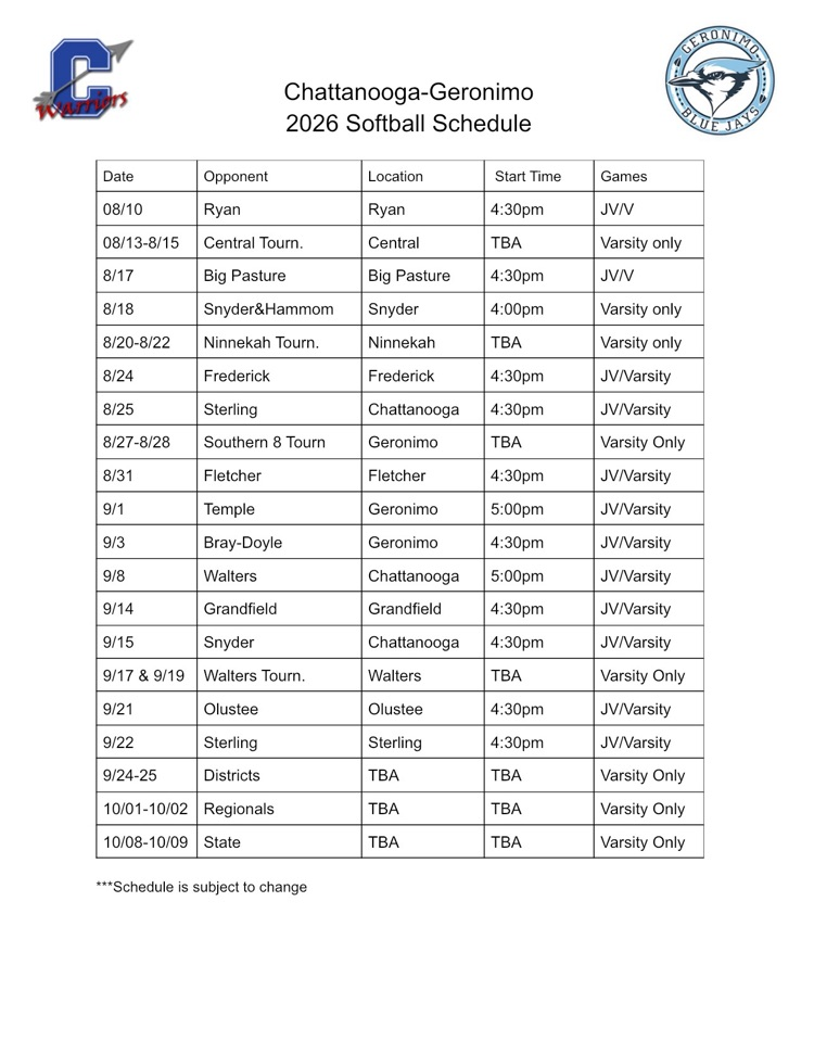 softball 2026 fall