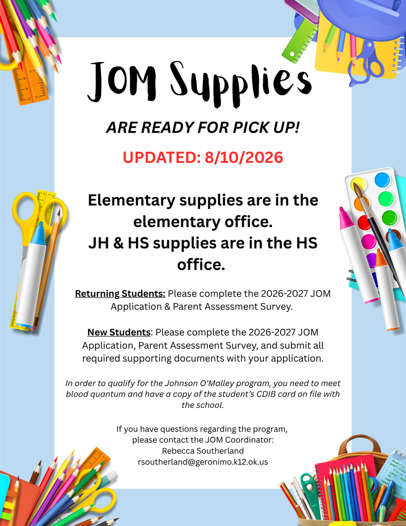  UPDATED: 8/10/2026   Elementary supplies are in the elementary office. JH & HS supplies are in the HS office. 