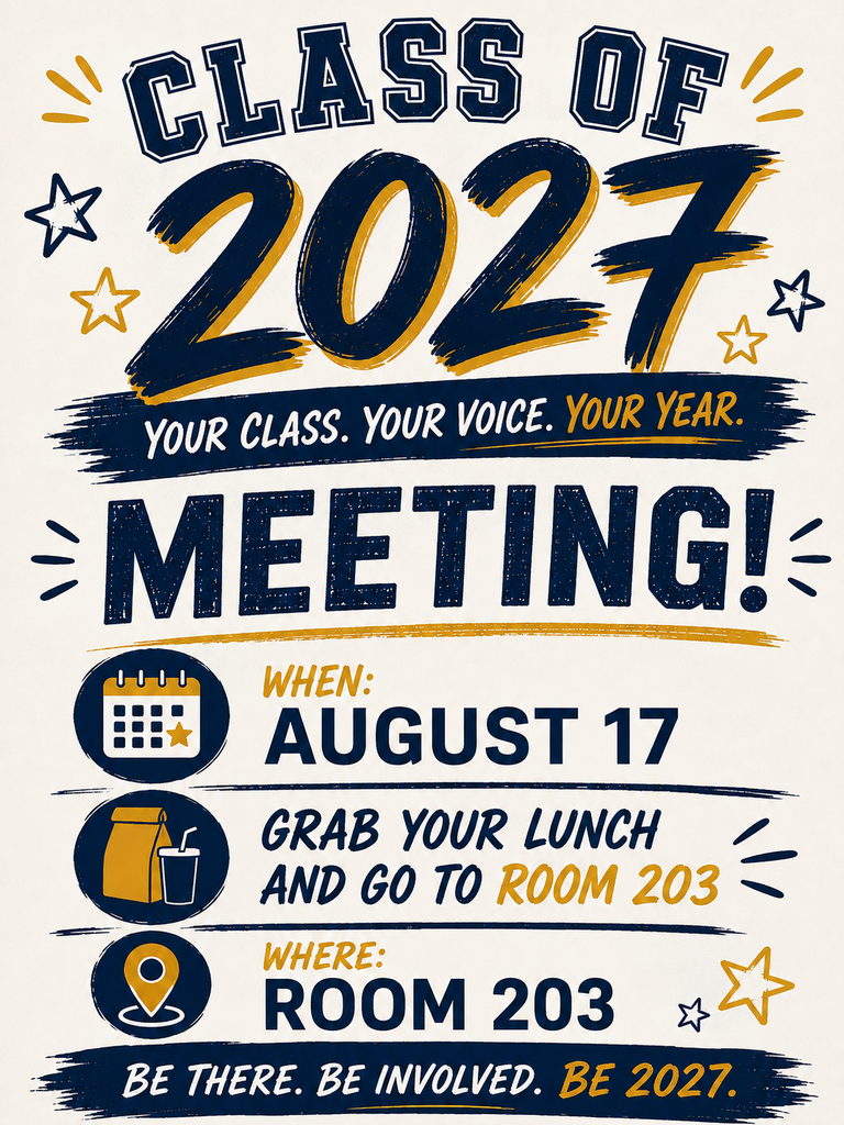 CLASS MEETING FOR SENIORS ON MONDAY AT LUNCH