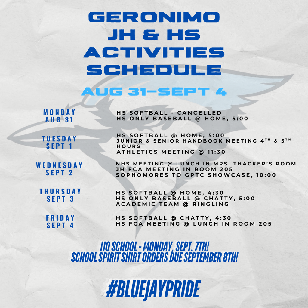 8/31 TO 9/4 ACTIVITIES