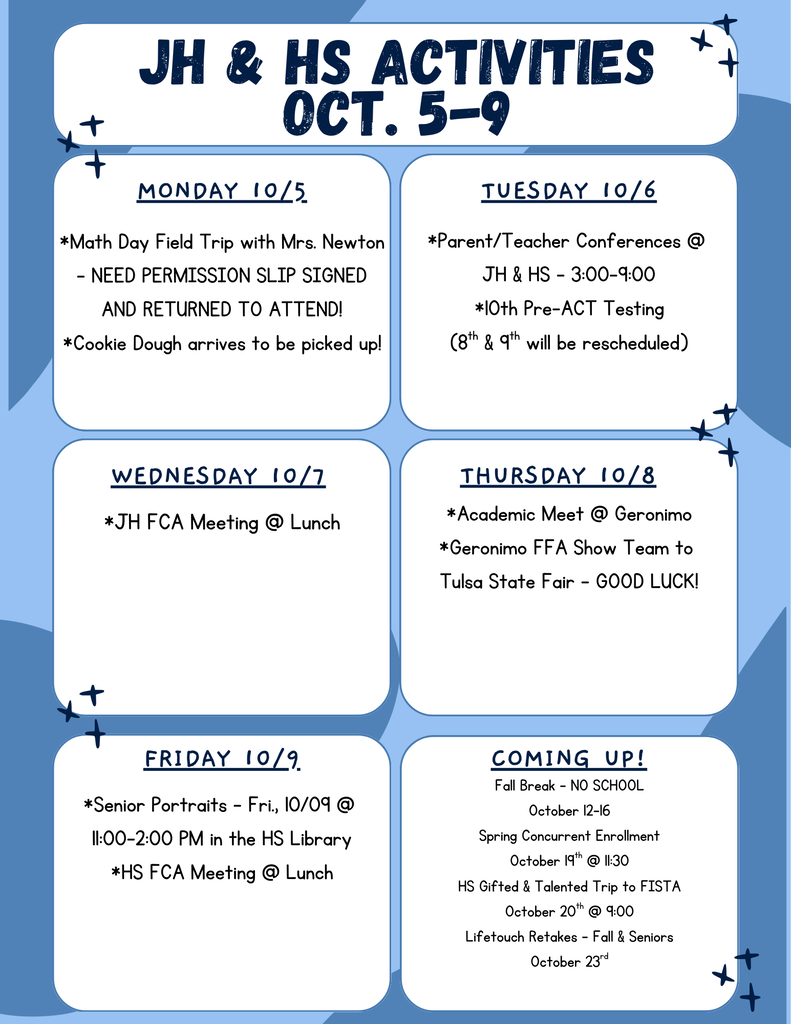 jh & hs activities october 5-9