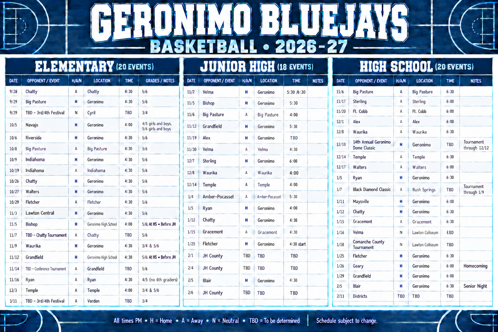 elem/jh/hs basketball schedules