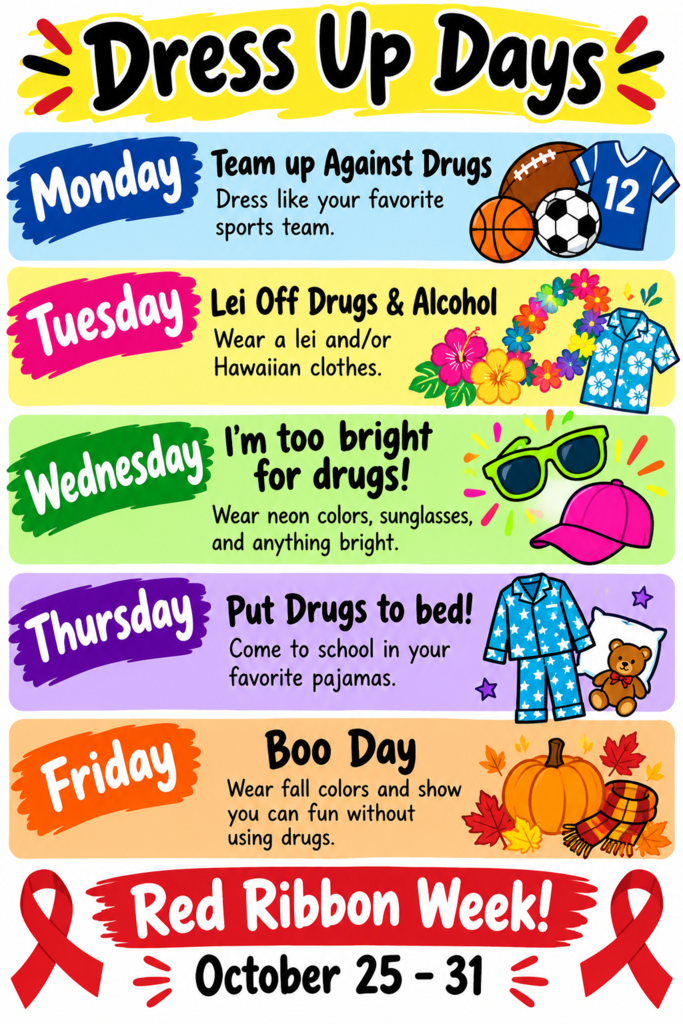 rrw dress up days for elementary, jh, and hs