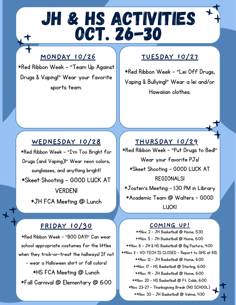 10/26 to 10/30 activities