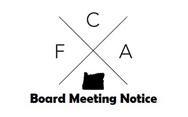 Frontier Charter Academy logo with text "FCA Board Meeting Notice"