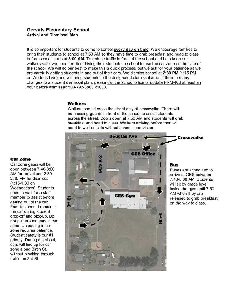 GES Arrival and Dismissal Map (English)