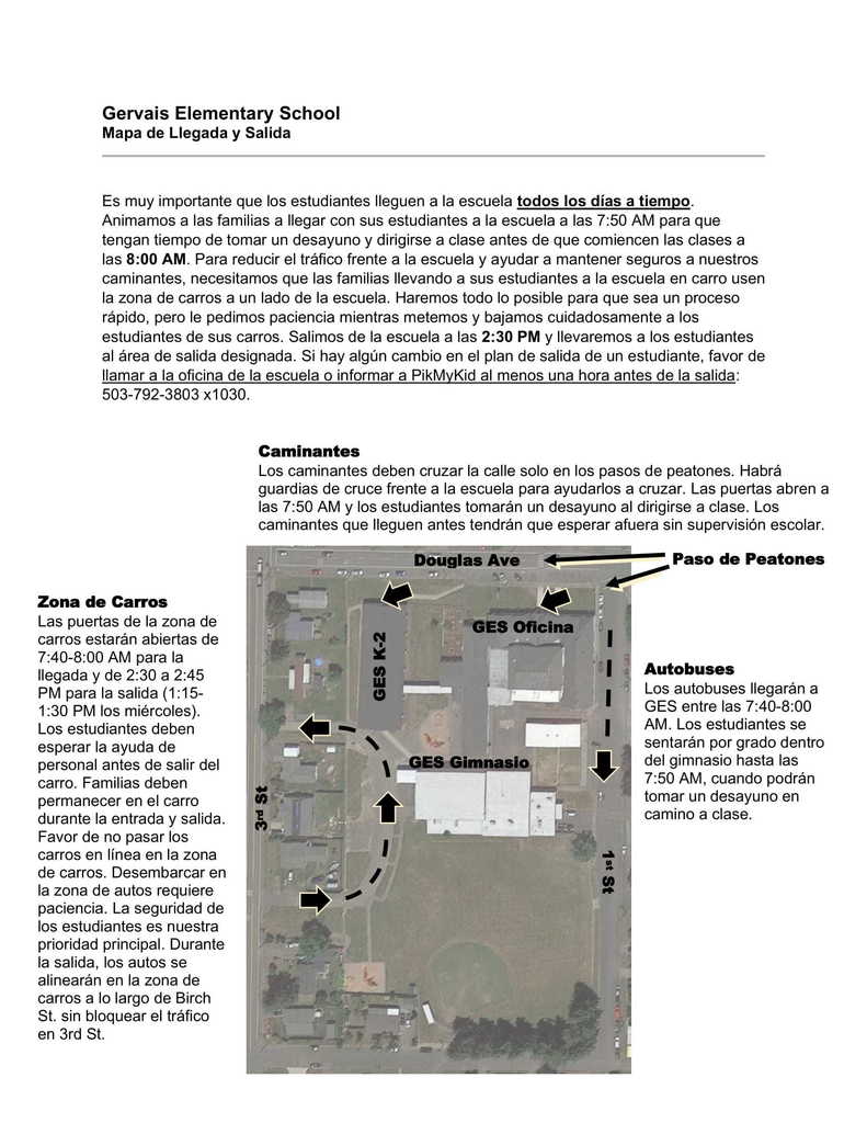 GES Arrival and Dismissal Map (Spanish)