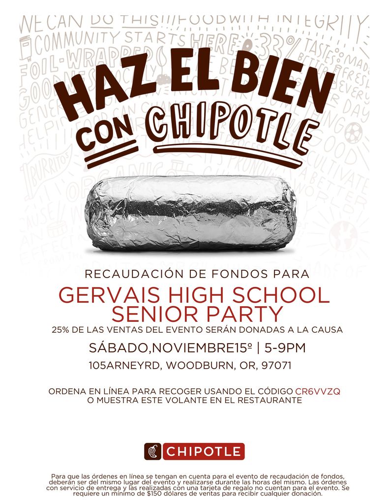 Chipotle fundraising flyer in Spanish