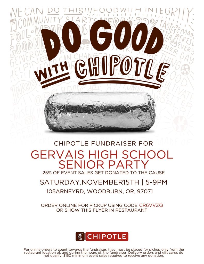 Chipotle fundraising flyer in English