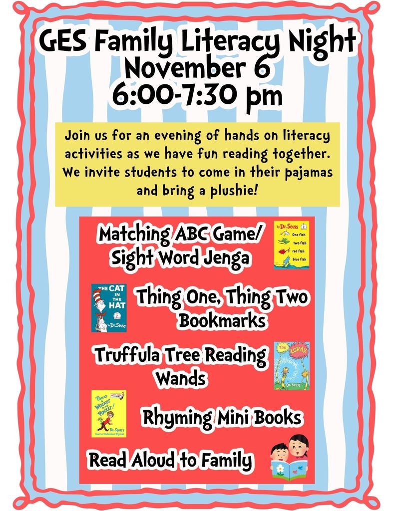 GES Family Literacy Night- Dr. Seuss Flier (11.3.25)