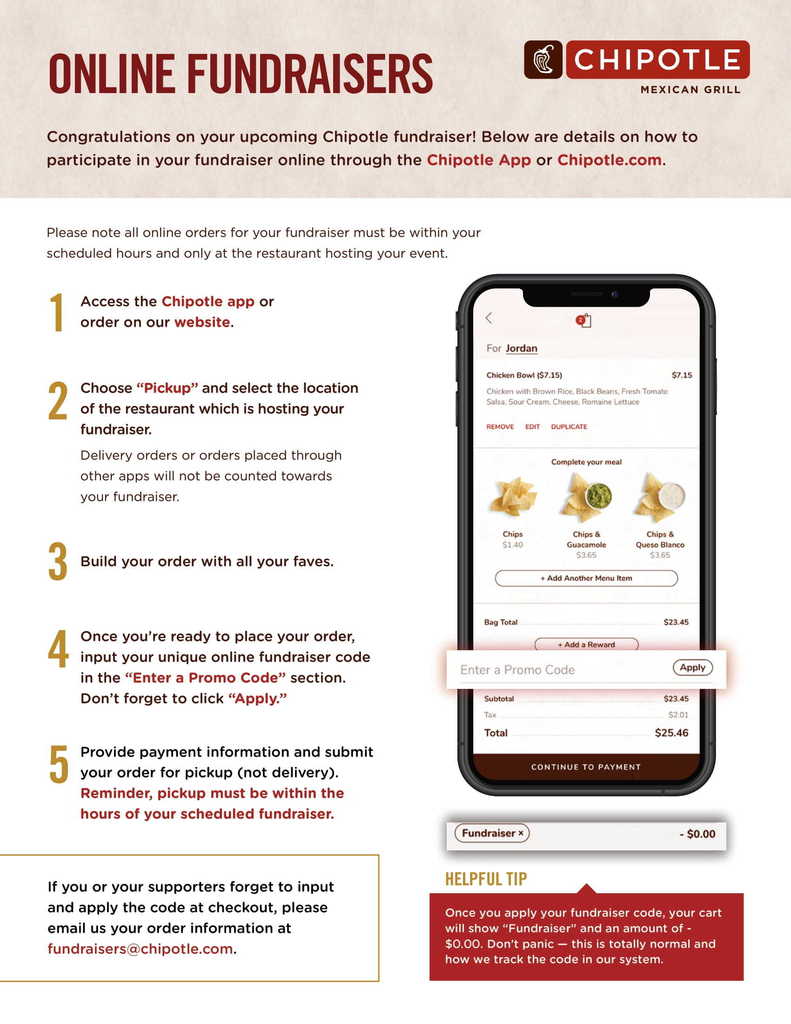 Chipotle Online Fundraiser Instructions
