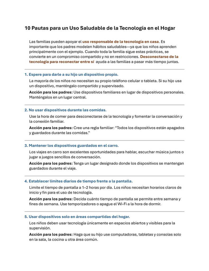10 Pautas para un Uso Saludable de la Tecnología en el Hogar (1)