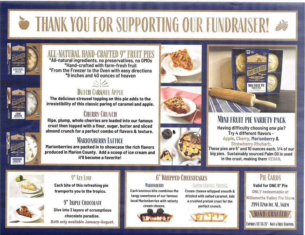 GHS Pie Fundraiser flier