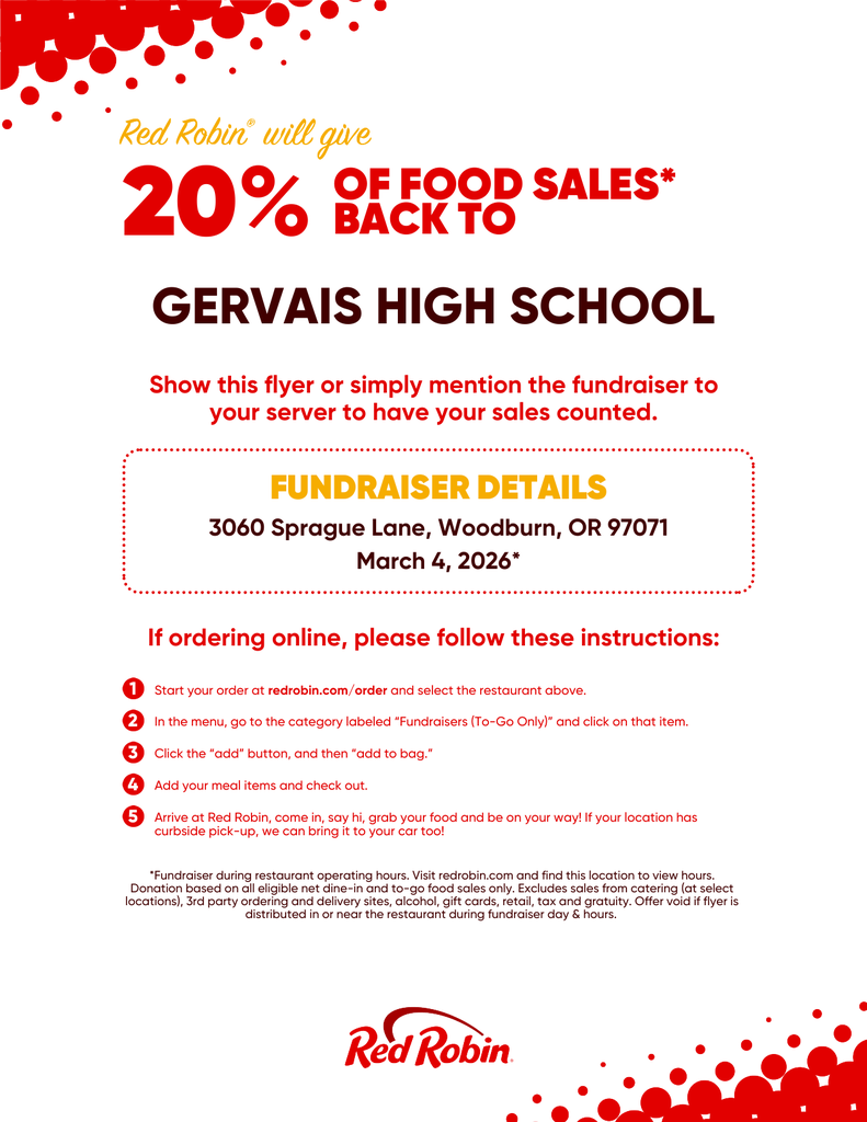 GHS Red Robin fundraiser
