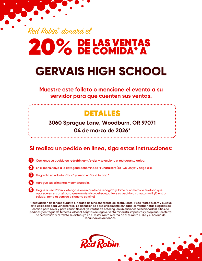 GHS Red Robin fundraiser (Spanish)