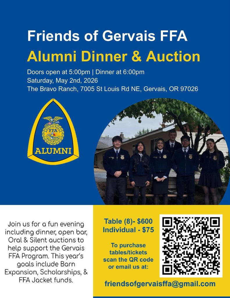 Friends of Gervais FFA Alumni Dinner and Auction