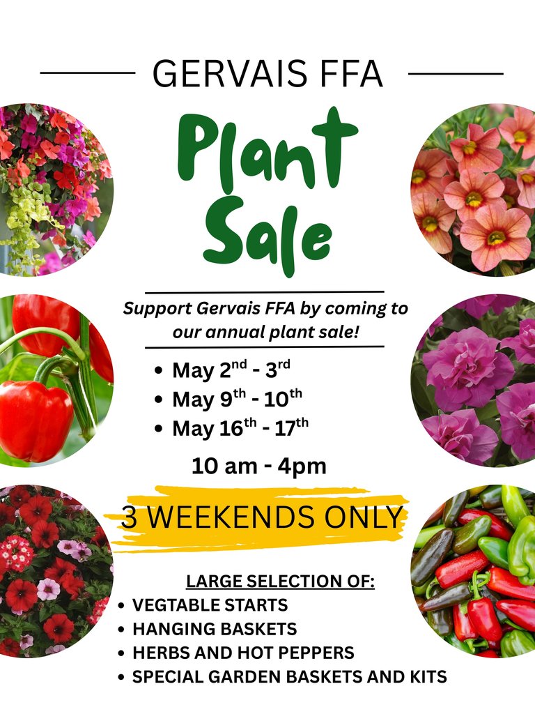 Gervais FFA Plant Sale Poster