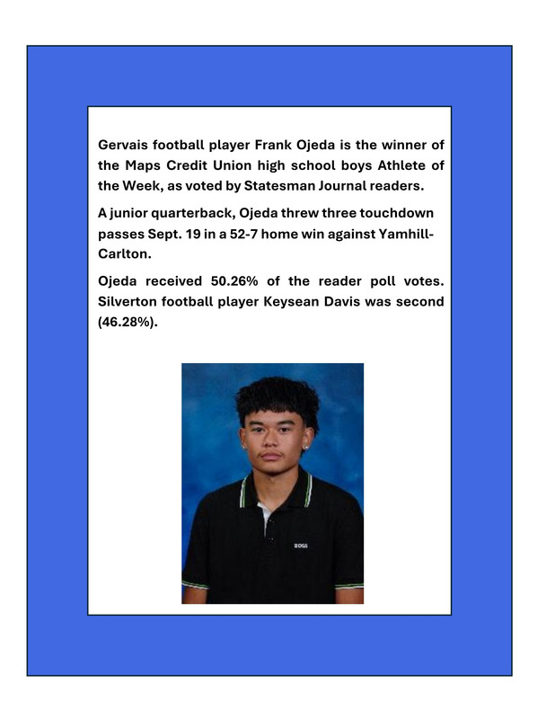 Frank Ojeda named MAPS Athlete of the Week