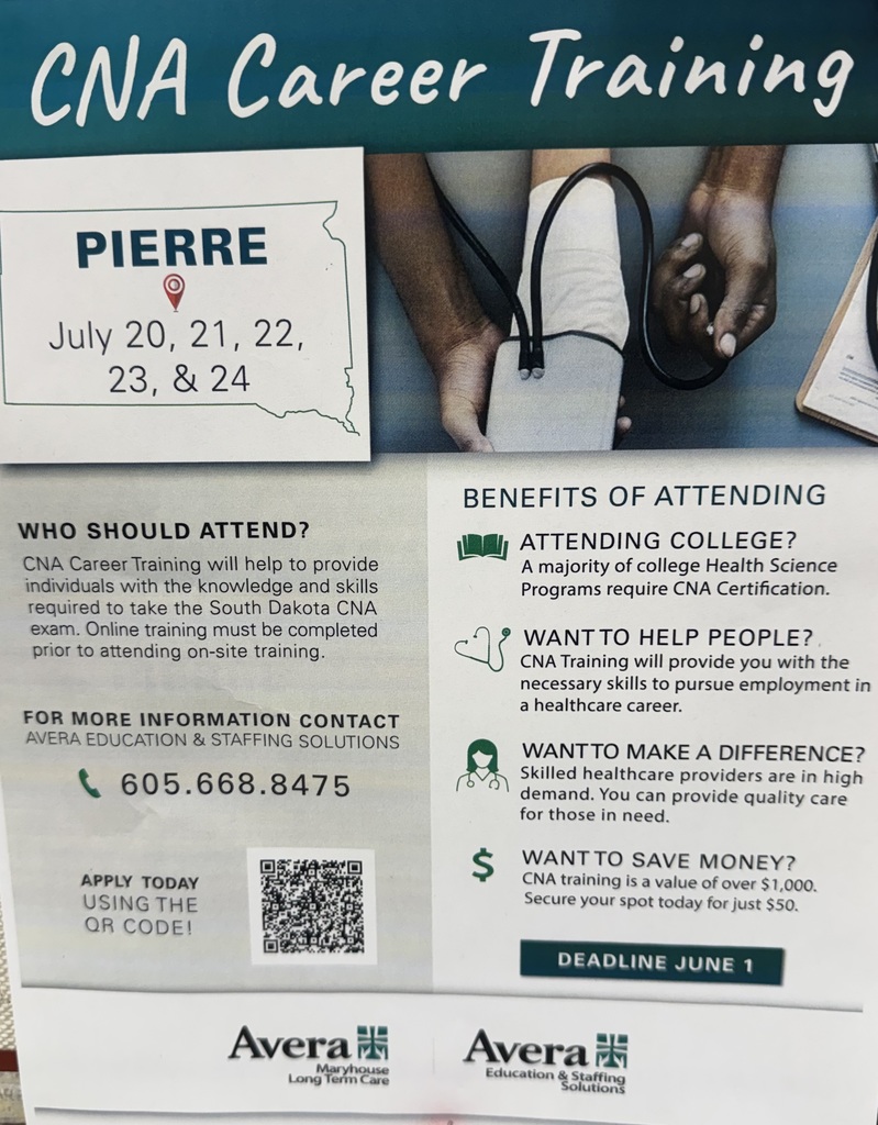CNA SUMMER CAREER TRAINING OPPORTUNITY - PIERRE, SD