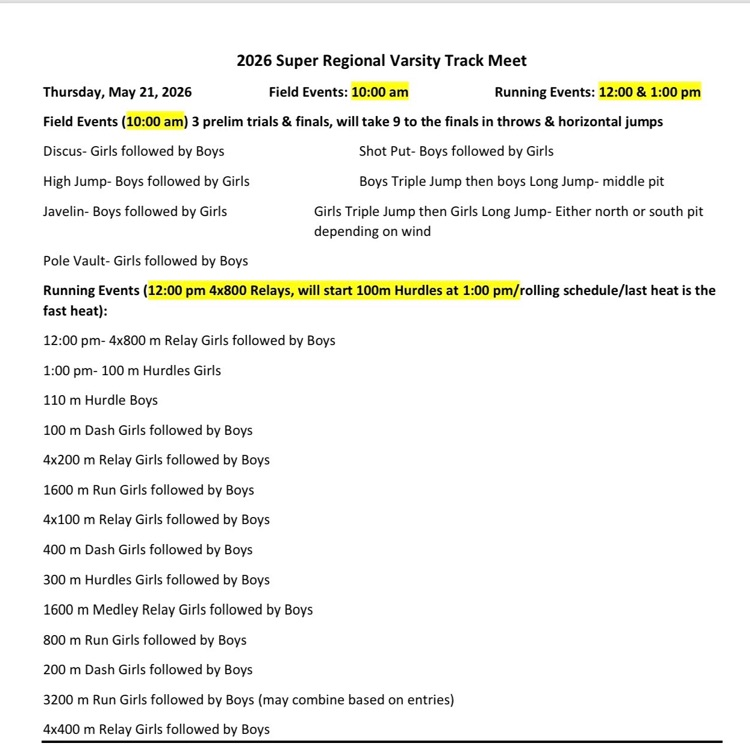 super regional schedule 