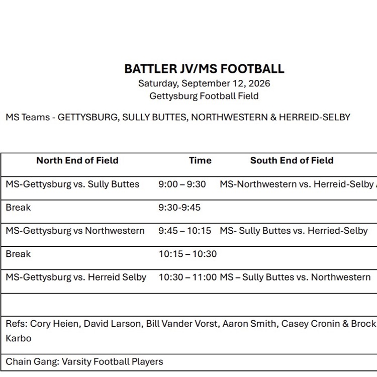 Updated Battler Jamboree Schedule