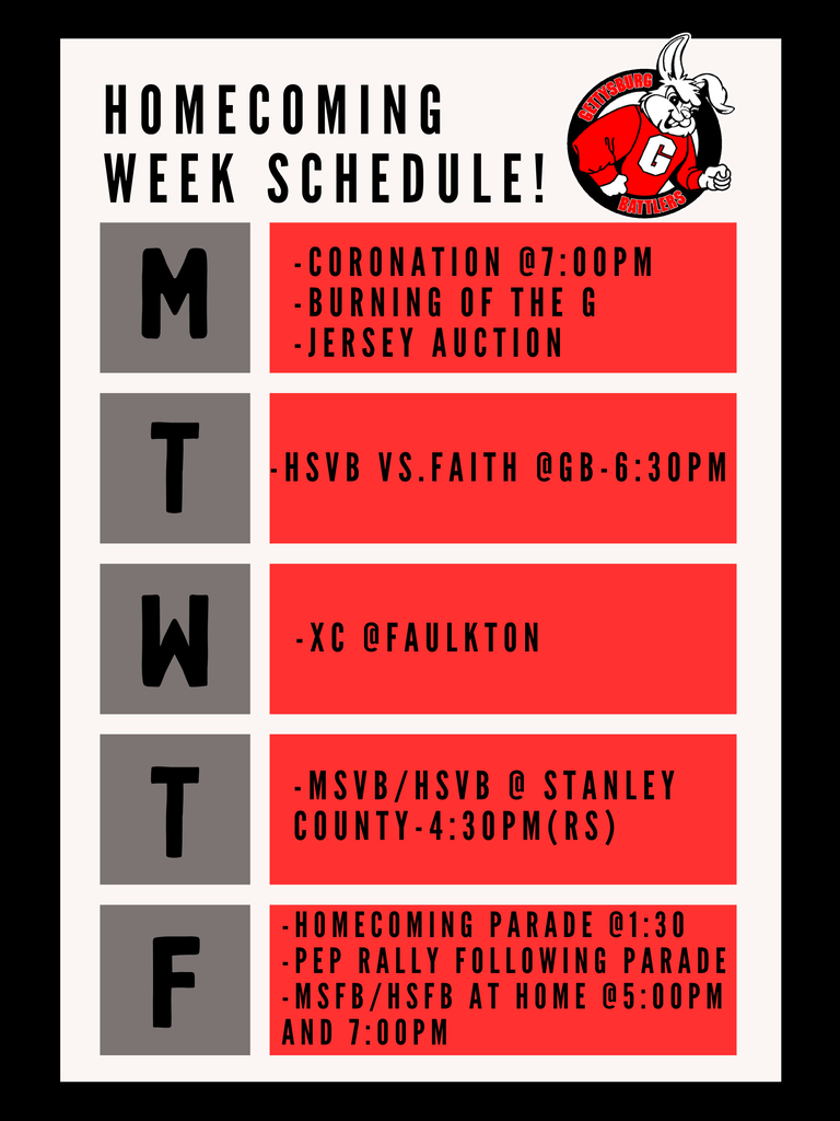 Homecoming week schedule