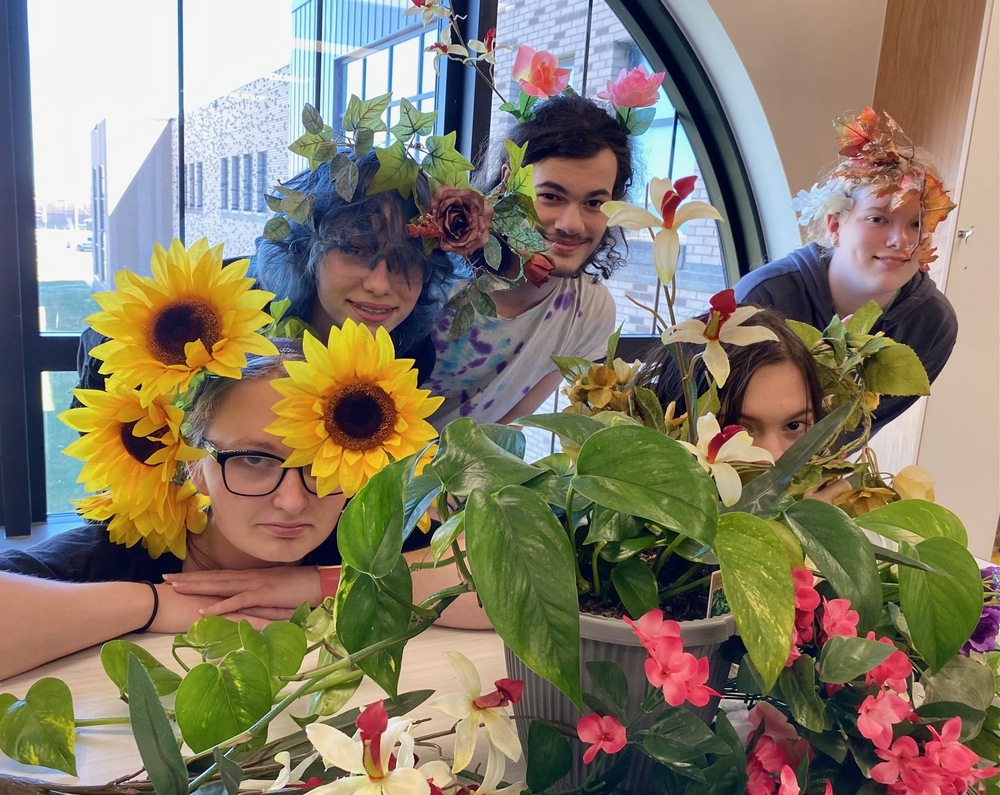 Students with plants around them
