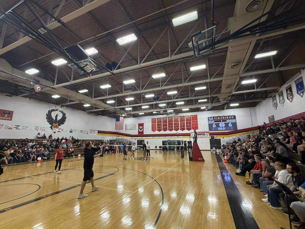 Staff vs student volleyball game