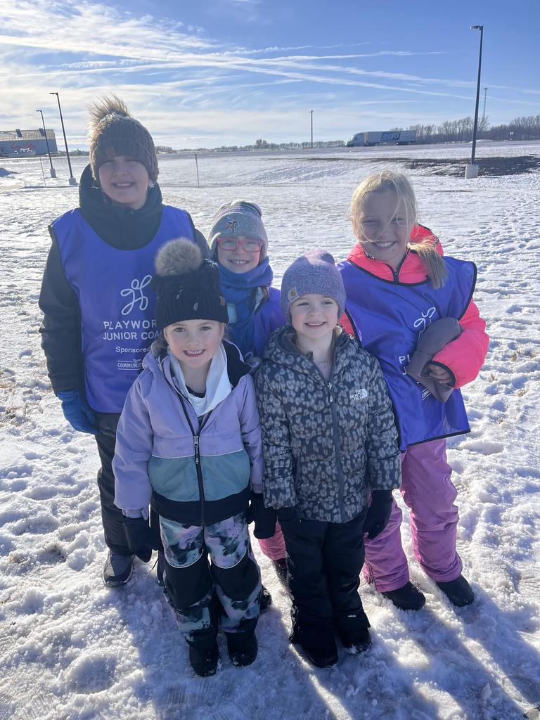 Students at recess in the snow