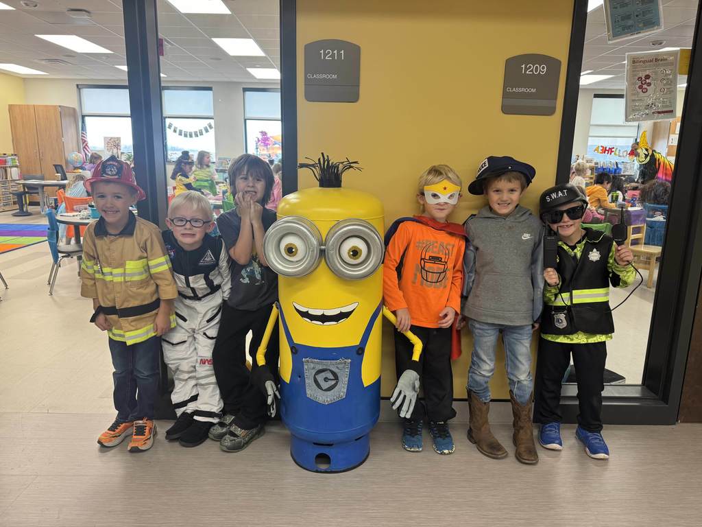 Students in halloween costumes