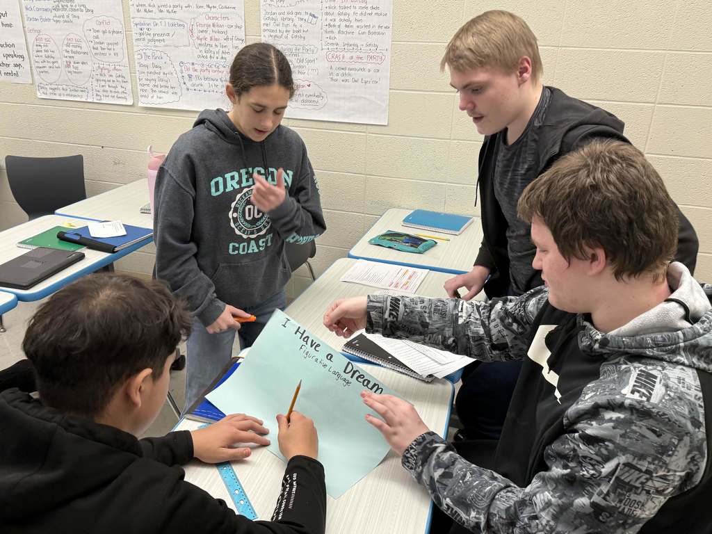 Students doing classwork together