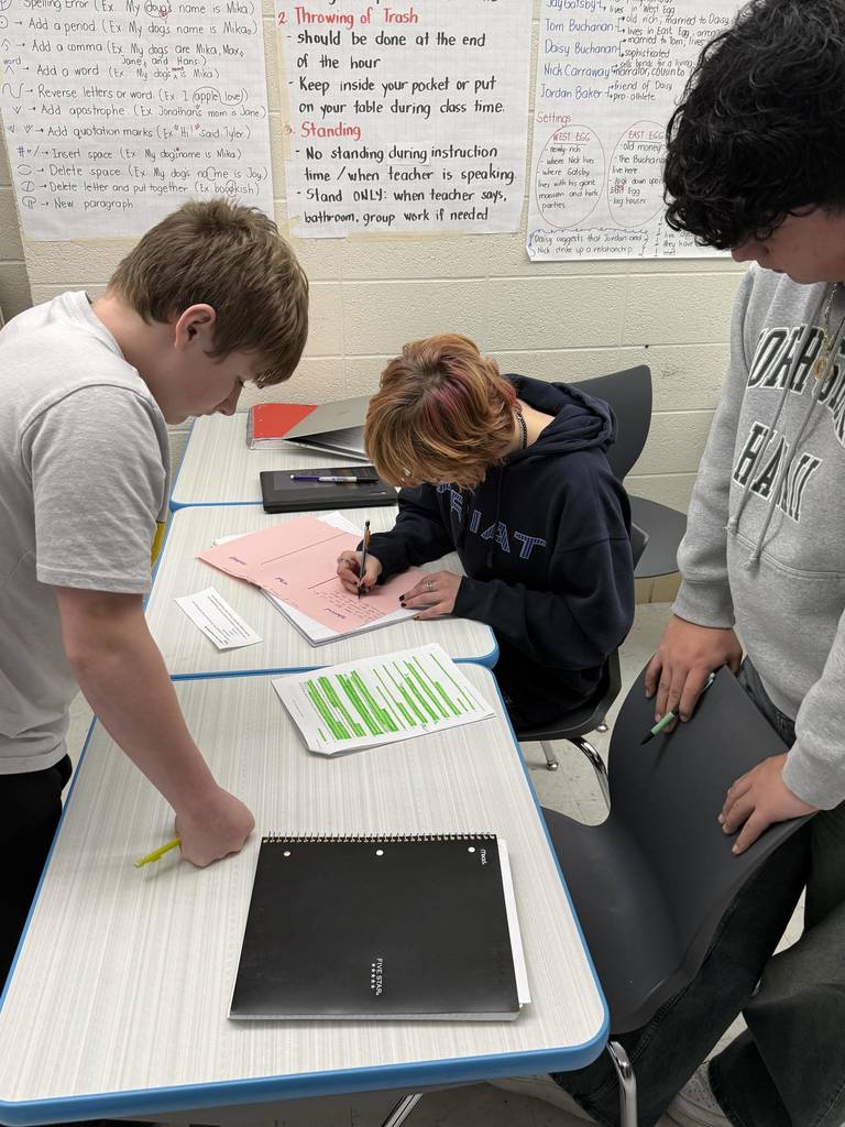 Students doing classwork together