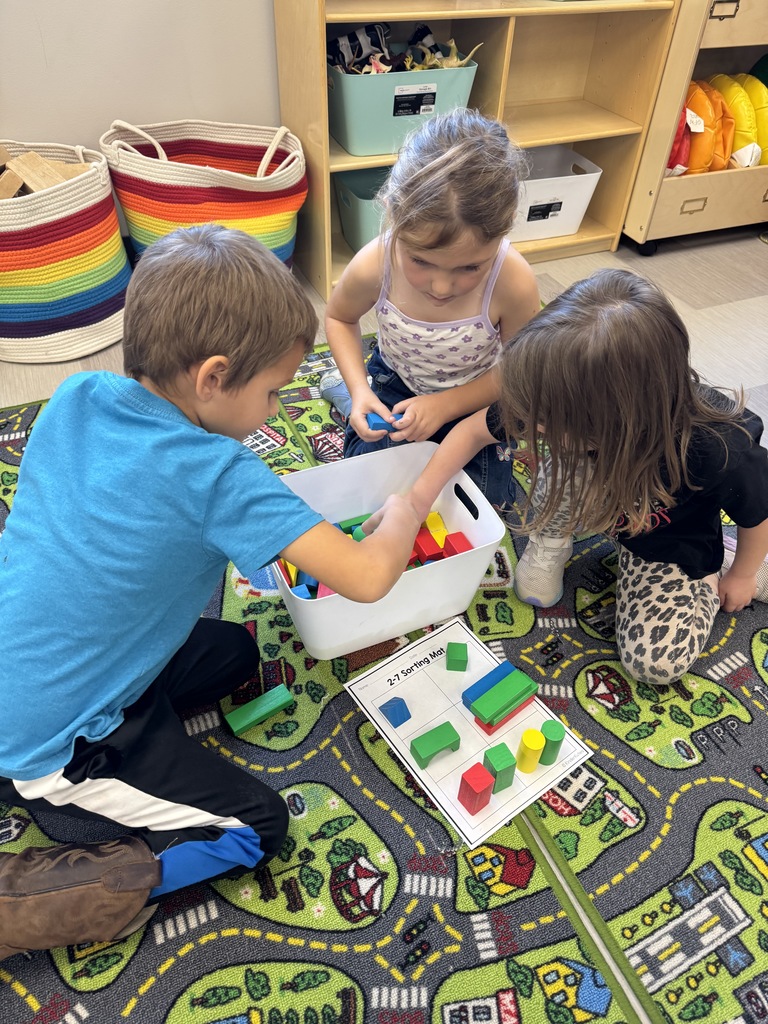 Students playing with bocks