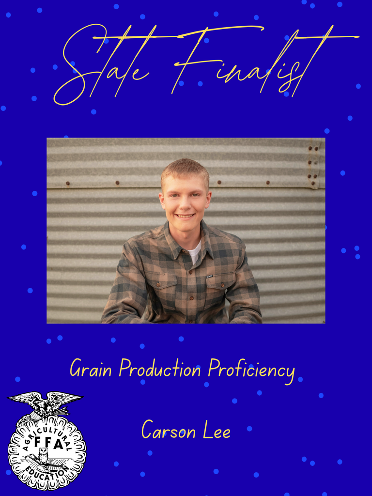 State finalist in Grain Production Proficiency Carson Lee