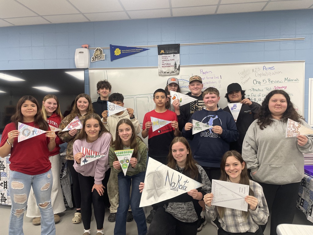 Students with college pennants
