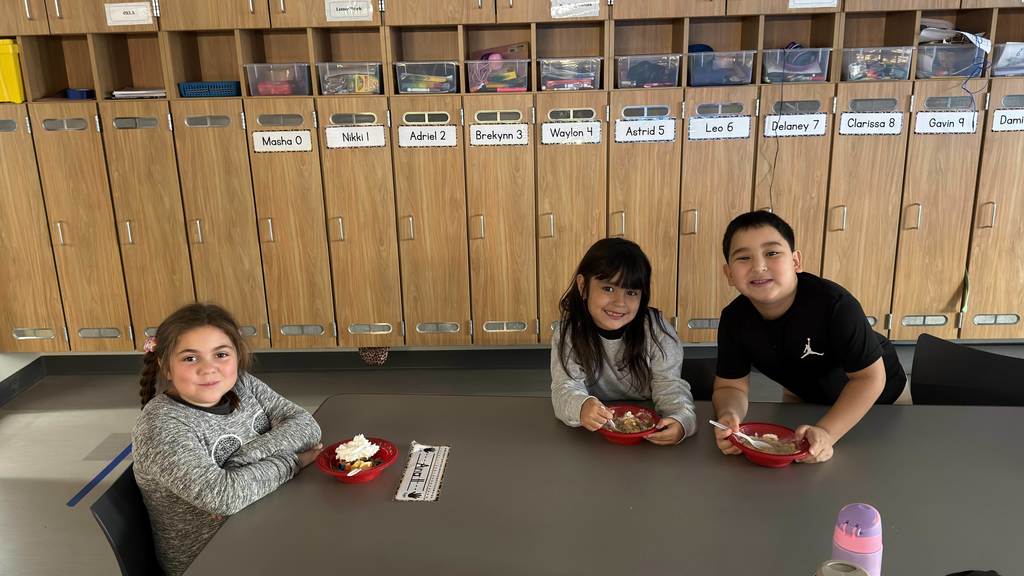 students enjoying a snack
