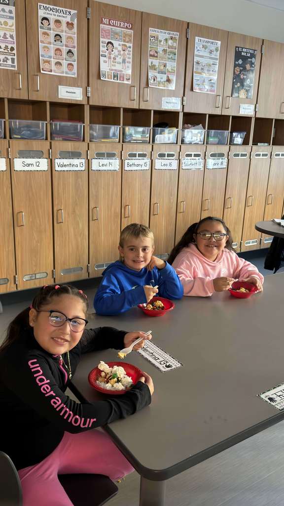 students enjoying a snack