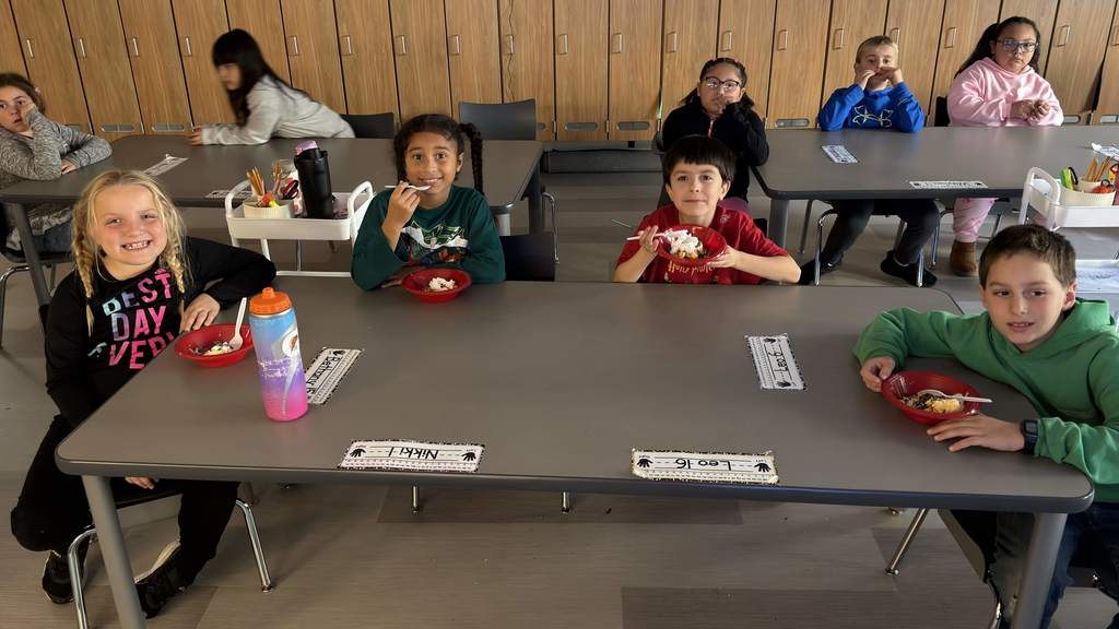 students enjoying a snack