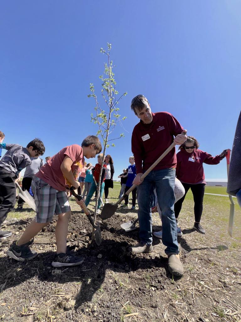 Students planting trees