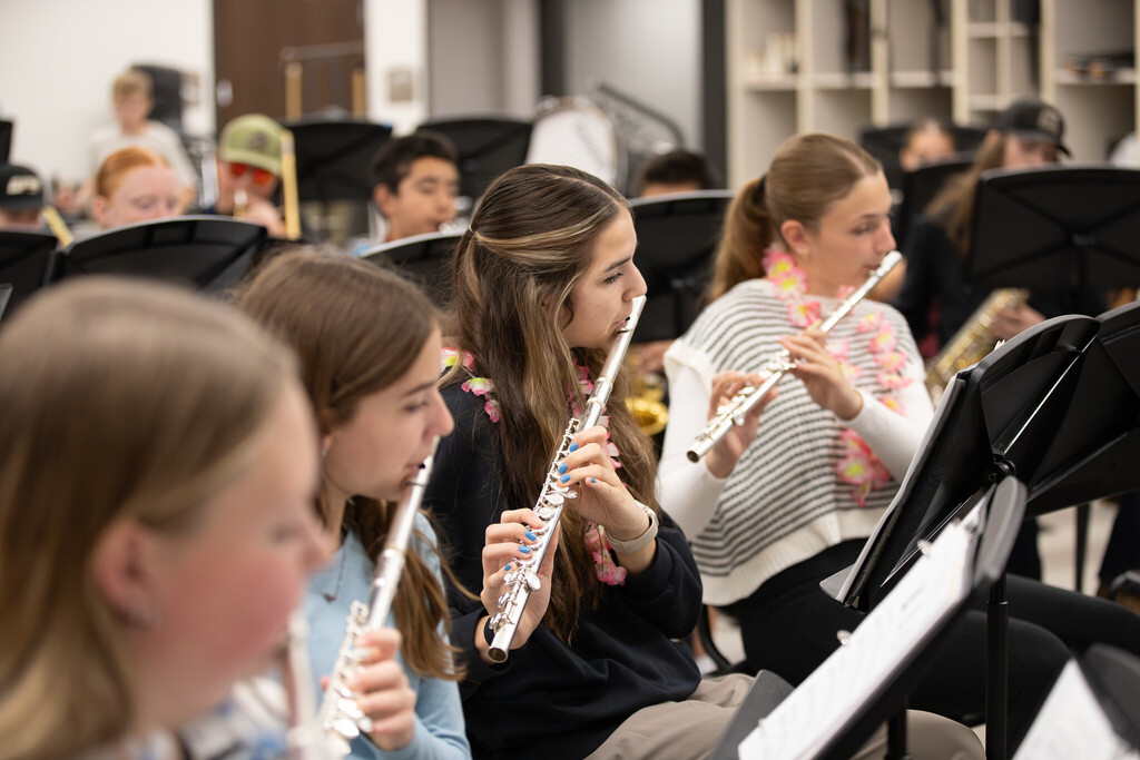 Band students in rehearsal 