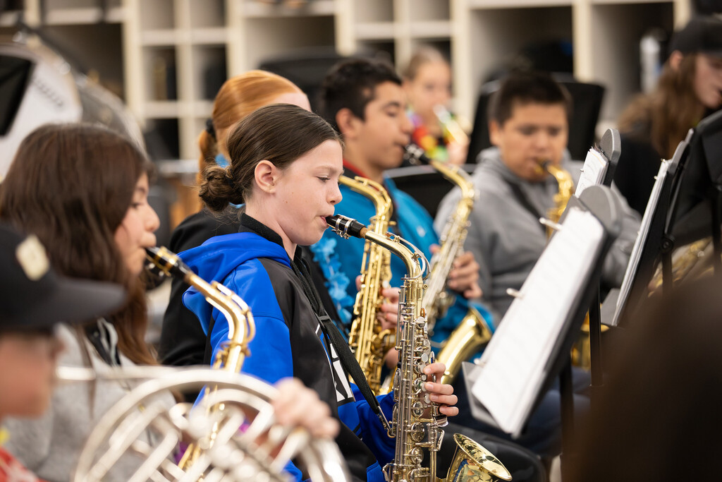 Band students in rehearsal 