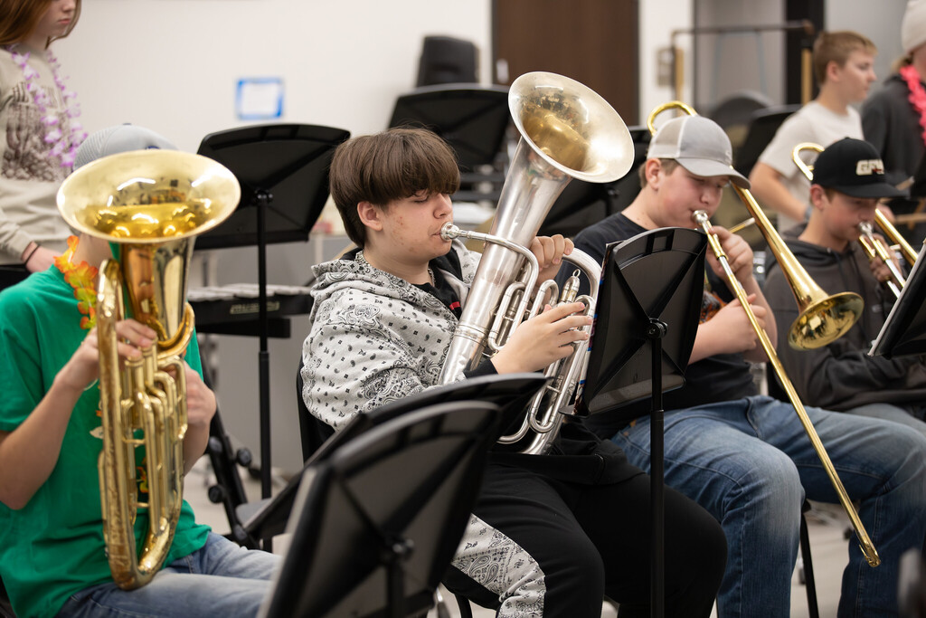 Band students in rehearsal 