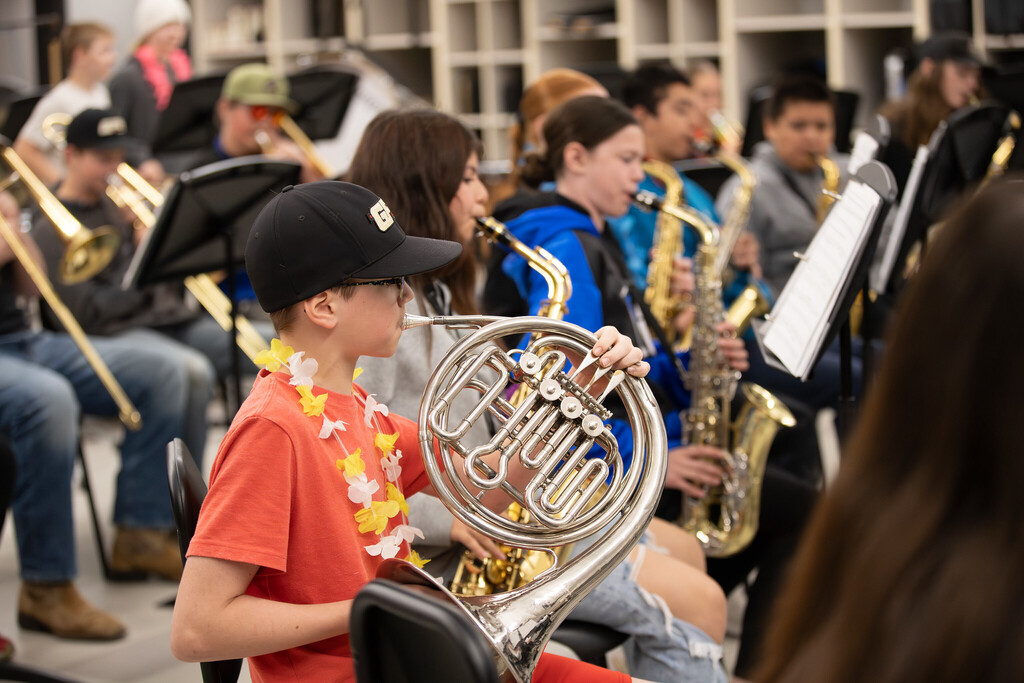 Band students in rehearsal 